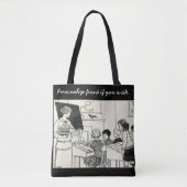 Leertassen met oud beeld tote bag (Voorkant)