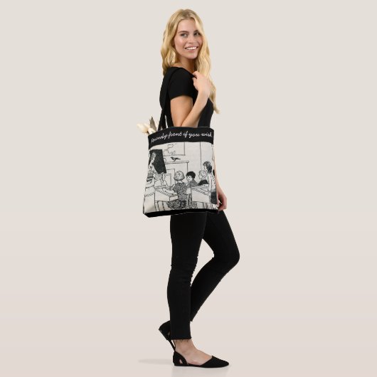 Leertassen met oud beeld tote bag (Op model)