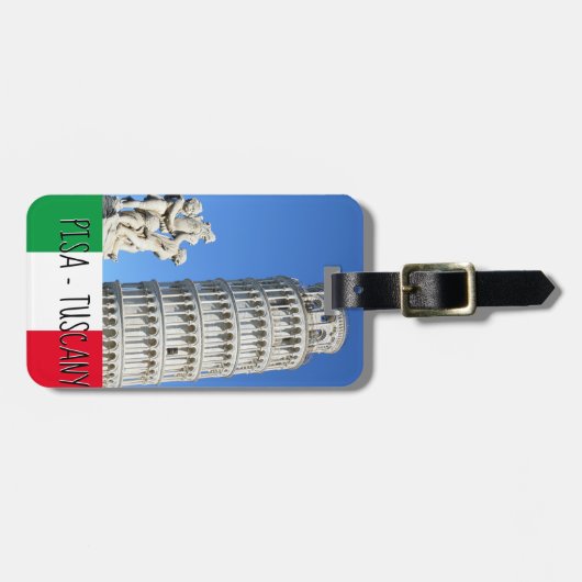 Leertoren van het beeld van Pisa en Putti Fountain Bagagelabel (Voorkant horizontaal)