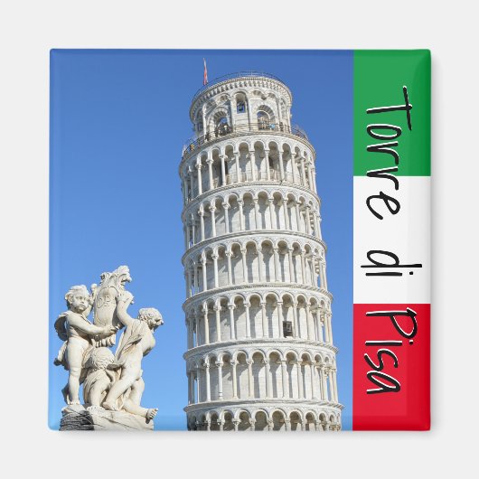 Leertoren van het beeld van Pisa en Putti Fountain Magneet (Voorkant)