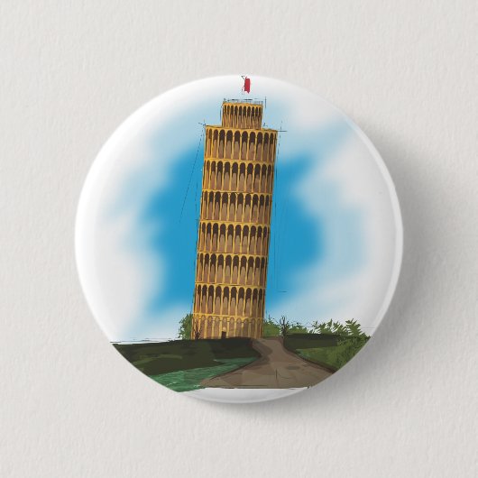 Leertoren van Pisa Ronde Button 5,7 Cm (Voorkant)