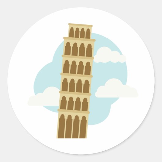 Leertoren van Pisa Ronde Sticker (Voorkant)