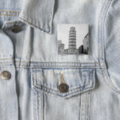 Leertoren van Pisa Vierkante Button 5,1 Cm (In situ)
