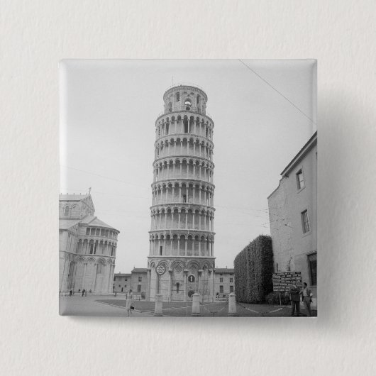 Leertoren van Pisa Vierkante Button 5,1 Cm (Voorkant)