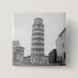 Leertoren van Pisa Vierkante Button 5,1 Cm