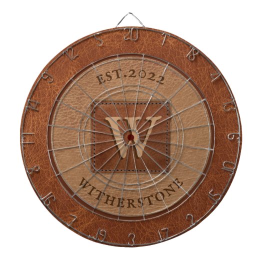 Leerverf Tannenkastanje Bruin Dartbord (Voorkant)