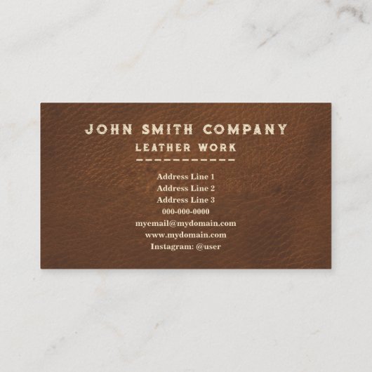 Leerwerker Craftsman Brown Visitekaartje (Achterkant)