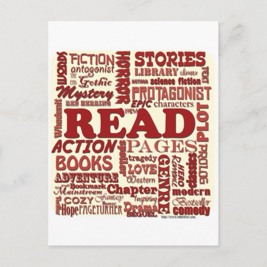 Lees alles over het rood! briefkaart (Voorkant)