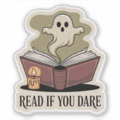 Lees als je durft - Gezellige Spooky Book Ghost Sticker (Voorkant)