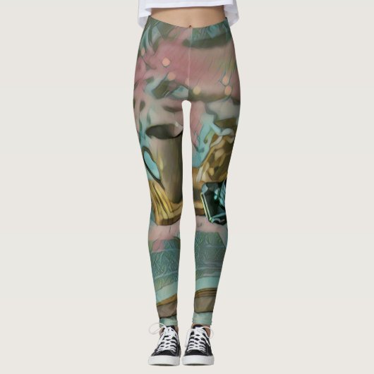 Lees Boeken, Drink Koffie Leggings (Voorkant)