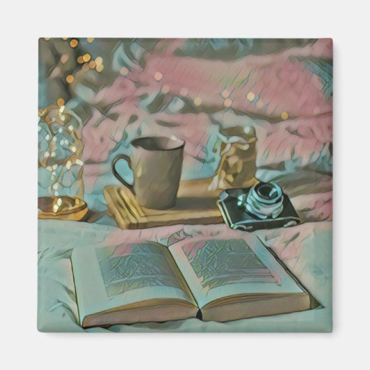 Lees Boeken, Drink Koffie Magneet (Voorkant)