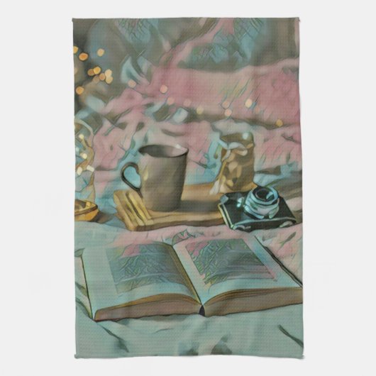 Lees Boeken, Drink Koffie Theedoek (Verticaal)