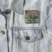 Lees Boeken, Drink Koffie Vierkante Button 5,1 Cm (In situ)