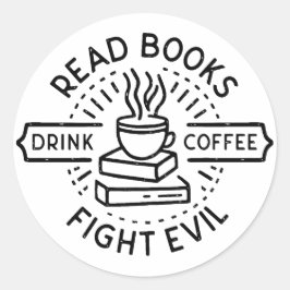 Lees boeken drink koffiegevecht kwaad ronde sticker