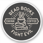 Lees boeken drink koffiegevecht kwaad sticker (Voorkant)