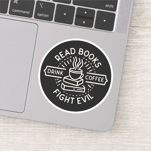 Lees boeken drink koffiegevecht kwaad sticker (Detail)
