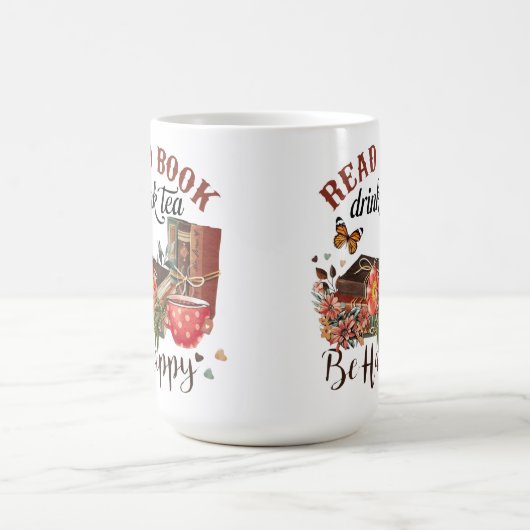 Lees boeken, Drink Tea & Be Happy Koffiemok (Center)
