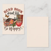 Lees boeken, Drink Tea & Be Happy Notitiekaartje (Voorkant / Achterkant)