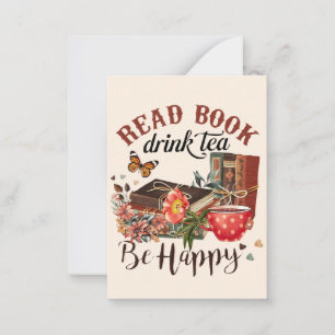 Lees boeken, Drink Tea & Be Happy Notitiekaartje