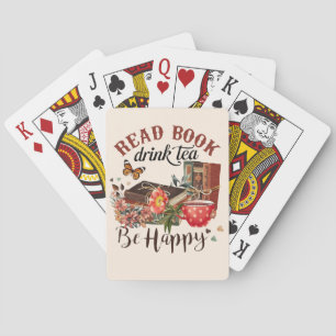Lees boeken, Drink Tea & Be Happy Pokerkaarten