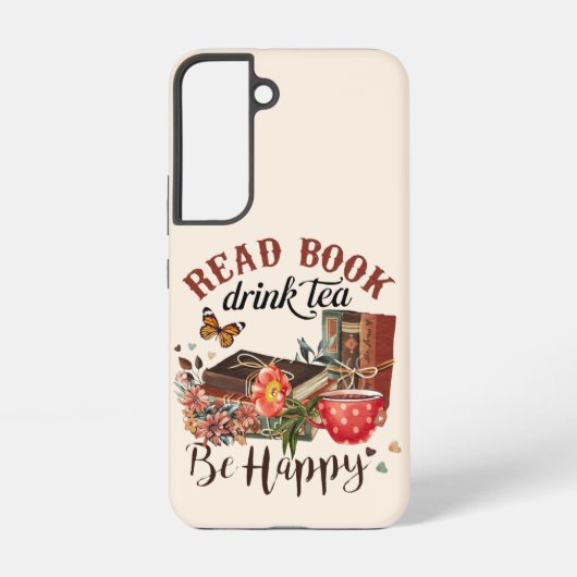 Lees boeken, Drink Tea & Be Happy Samsung Galaxy Hoesje (Achterkant)
