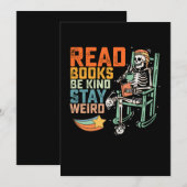 Lees Boeken Wees Vriendelijk Blijf Weird Skelet Kaart (Voorkant / Achterkant)