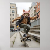 Lees Cat Skateboard Art Print (Voorkant)