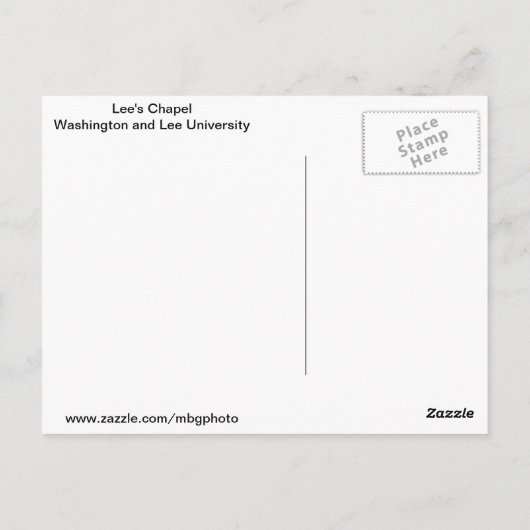 Lee's Chapel Briefkaart (Achterkant)