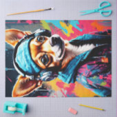 Lees Chihuahua met Beanie & Hoofdtelefoon Decoupag Tissuepapier (Craft)