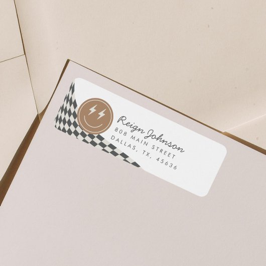 Lees Cool Dude Boy's geruite Retro Return-adres Etiket