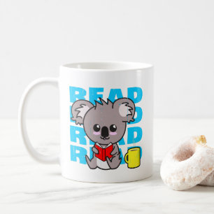 Lees: Cute Koala Reading Book & Coffee Mok
