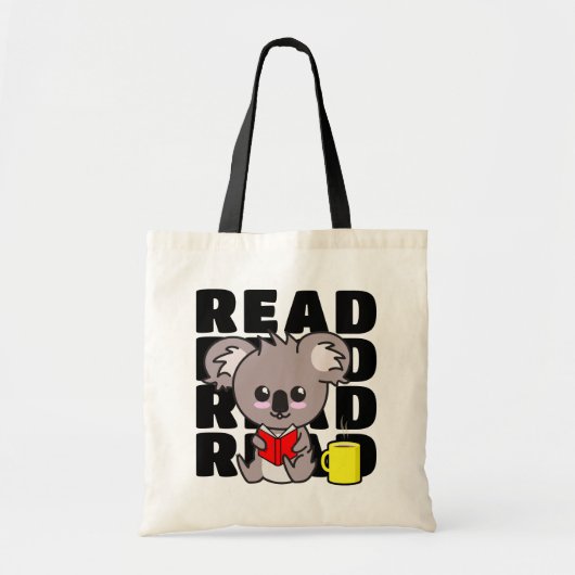 Lees: Cute Koala Reading Book & Coffee Mok Tote Bag (Voorkant)