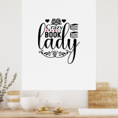 Lees de Art Crazy Book Lady Poster (Keuken)