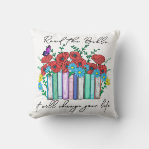 Lees de Bijbel Floral Kussen