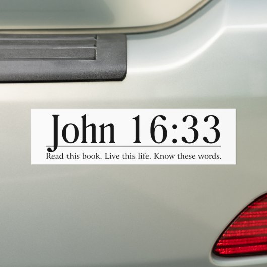 Lees de Bijbel John 16:33 Bumpersticker (Op auto)