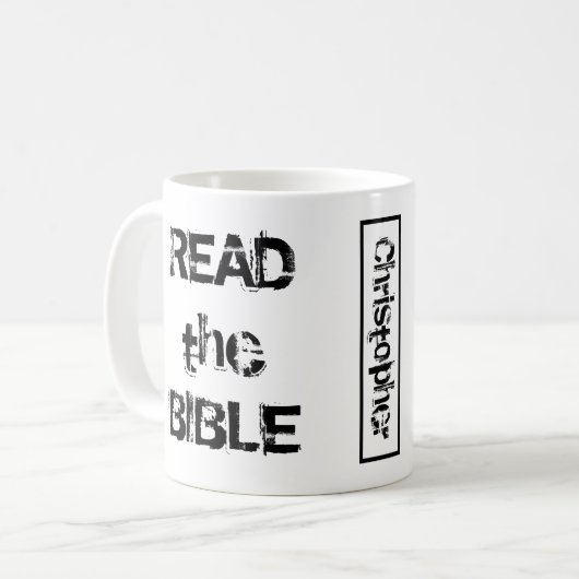 Lees de Bijbel wit en zwart Koffiemok (Voorkant links)