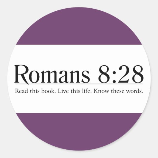 Lees de BijbelRomeinen 8:28 Ronde Sticker (Voorkant)