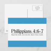 Lees de Bijbelse Filippijnen 4:6-7 Briefkaart (Voorkant / Achterkant)