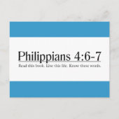 Lees de Bijbelse Filippijnen 4:6-7 Briefkaart (Voorkant)