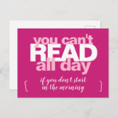 Lees de hele dag grappig boek minnaar roze typogra briefkaart (Voorkant / Achterkant)