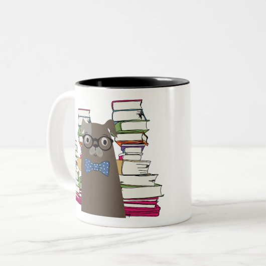 Lees de hond van de kamer tweekleurige koffiemok (Voorkant links)