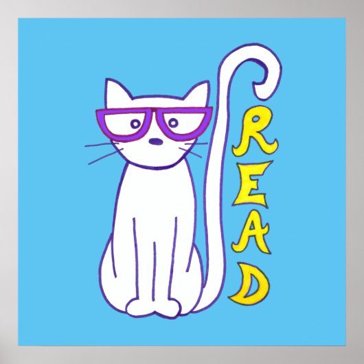Lees de Kat met bril voor de Leesnook van de Klass Poster (Voorkant)