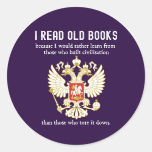 Lees de oude Boeken Conservatieve Anticultuur annu Ronde Sticker