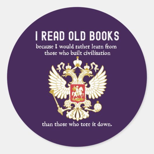Lees de oude Boeken Conservatieve Anticultuur annu Ronde Sticker (Voorkant)