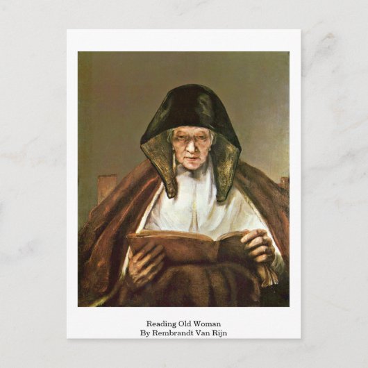 Lees de oude vrouw door Rembrandt van Rijn Briefkaart (Voorkant)
