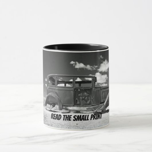 Lees de Small Print Rusty Old Car Coffee Mok (Midden)