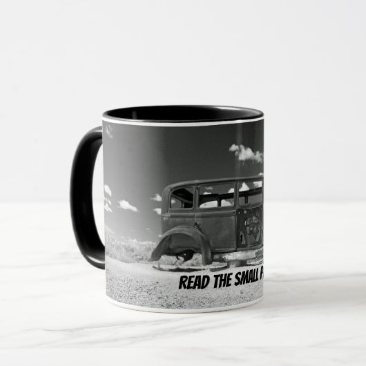 Lees de Small Print Rusty Old Car Coffee Mok (Voorkant links)