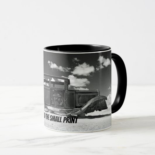 Lees de Small Print Rusty Old Car Coffee Mok (Voorkant rechts)