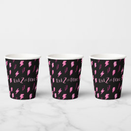 Lees de twee botten, meisjes roze bliksemschicht papieren bekers