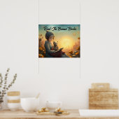 Lees de verboden boeken Meisje en Beer Lezen Poster (Keuken)